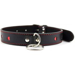 Leather Neck Collar with Metal Leash Chain-thumb-1