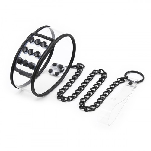 Transparent Collar and Leash 42x5.5cm