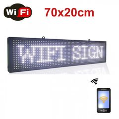 Κυλιόμενη Πινακίδα με Λευκά LED  WiFi Μονής Όψης 70x20cm