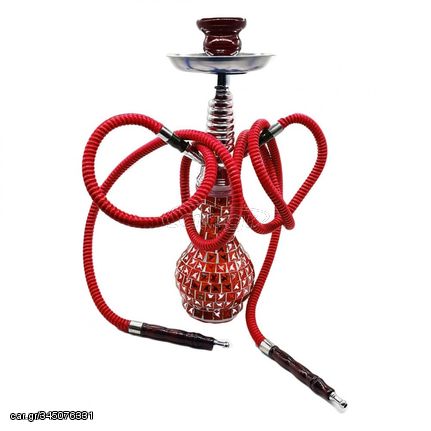 Ναργιλές 38εκ με 2 Σωλήνες - Shisha Hookah Mosaic Red