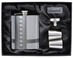 Flask Set Φλασκί Ποτού Πολυτελείας με 2 Σφηνοπότηρα Square (4108) - 210ml