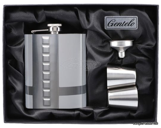 Flask Set Φλασκί Ποτού Πολυτελείας με 2 Σφηνοπότηρα Square (4108) - 210ml