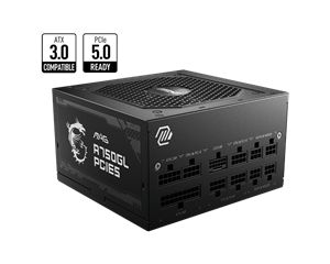 MSI PSU 750W MAG A750GL PCIE5, 80+ GOLD CERTIFIED, FULL MODULAR CABLES, FLUID DYNAMIC BEARING 120MM QUIET & COOL FAN, 7YW.