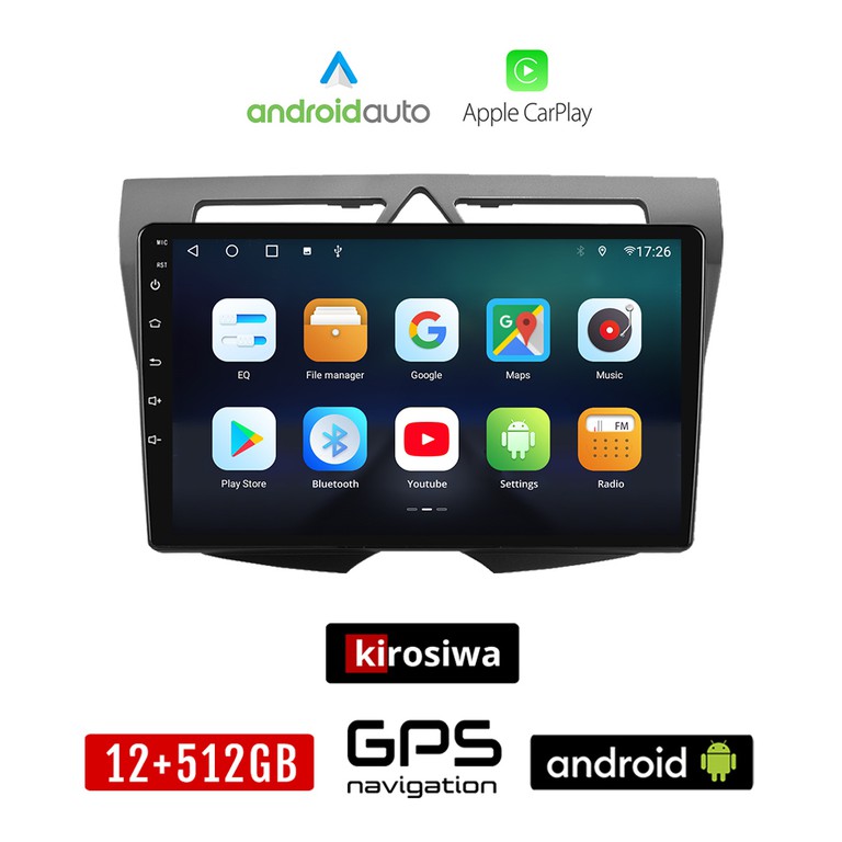 KIROSIWA KIA PICANTO (2008 - 2011) Android οθόνη αυτοκίνητου 12GB + 512GB με GPS WI-FI (ηχοσύστημα αφής 9" ιντσών Android Auto Apple Carplay Youtube Playstore MP3 USB Radio Bluetooth Mirrorlink εργοστ