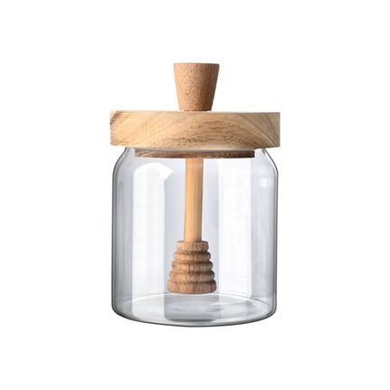 ESTIA ΔΟΧΕΙΟ ΜΕΛΙΟΥ ALLURE ΓΥΑΛΙΝΟ 450ml 9x9x13.5cm ΜΕ ΚΟΥΤΑΛΙ ΜΕΛΙΟΥ