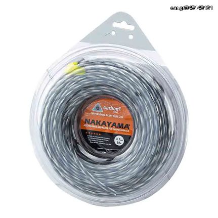 Μεσινέζα χορτοκοπτικών 4,7mm x 19m στριφτή NAKAYAMA Carbon3 Twist NC1004