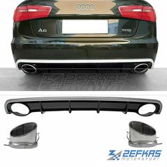 Διαχύτης (Diffuser) Σπόϊλερ Πίσω Προφυλακτήρα Diffuser AUDI A6 C7/4G (2011-2015) look RS6