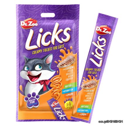 Dr. Zoo Licks Κρεμώδες snack με κοτόπουλο για γάτες 4 x 15 gr