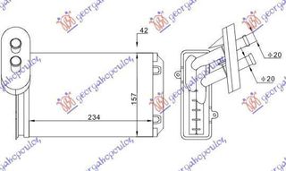 Ψυγείο Καλοριφέρ (Με/Χωρίς A/C) (23.4x15.7x4.2) (Κολάρα Με Σφικτήρα) VW Polo 1994-1999