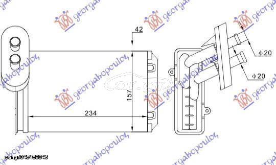 Ψυγείο Καλοριφέρ (Με/Χωρίς A/C) (23.4x15.7x4.2) (Κολάρα Με Σφικτήρα) VW Polo 1994-1999