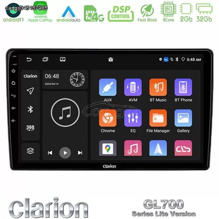 Clarion GL700 Lite Series 8Core Android11 2+32GB Suzuki Grand Vitara 2003-2005 Navigation Multimedia Tablet 9" Με Carplay & Andr