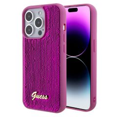 Guess "Sequin Script Metal" Hard Case iPhone 15 Pro Fuchsia – GUHCP15LPSFDGSF