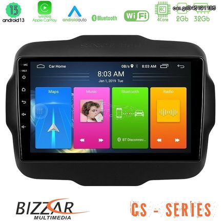 Bizzar CS Series 4Core Android13 2+32GB Jeep Renegade 2015-2019 Navigation Multimedia Tablet 9 | Pancarshop