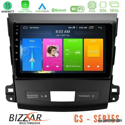 Bizzar CS Series 4Core Android13 2+32GB Mitsubishi Outlander/Citroen C-Crosser/Peugeot 4007 Navigation Multimedia Tablet 9 | Pancarshop