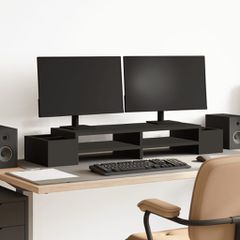 vidaXL Βάση Οθόνης με Αποθ. Μαύρο 100x27x15 εκ. από Επεξεργ. Ξύλο