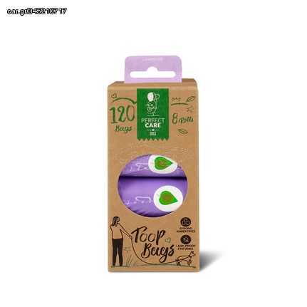 Οικολογικά Ρολά Perfect Care Poop Bags Eco για Ακαθαρσίες Σκύλου με Άρωμα Λεβάντα, 8 Ρολά / 120 Σακούλες