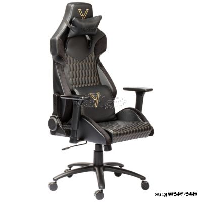 YENKEE YGC 110GD ONYX Ergonomic Gaming Chair, Μαύρη με Χρυσές Λεπτομέριες και Ρυθμιζόμενα Μπράτσα