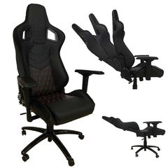 Κάθισμα Bucket RS Gaming Chair Δερματίνη - Suede Μαύρο Με Κόκκινες Ραφές Καπιτονέ - 1 Τμχ. - (0017168)