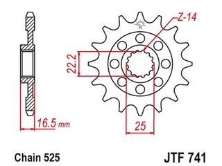 ΚΑΙΝΟΥΡΙΟ!!! - Μπροστινό γρανάζι μηχανής JT 14 δοντιών για Ducati για αλυσίδα βήματος 525