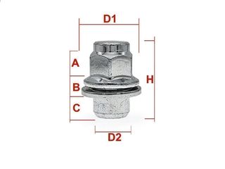 Flat Παξιμάδι Τροχού M12X1,25 / Κλειδί21  KH37,5  Κλειστού Τύπου - Χρώμιο - 1 Τμχ. - (M1225FLG1)