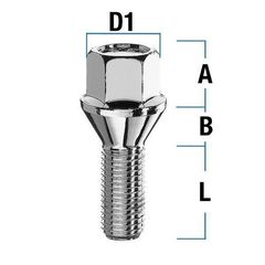 Μπουλόνι Τροχού M12x1,25 / Κωνικό 60° / Κλειδί: 17 / Μήκος: 39mm