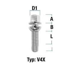 Μπουλόνι Porsche & Audi  M14x1,5 / Mε Πομπέ Ροδέλα / M14x1,5 / Ακτίνα 13 / Μήκος: 40 mm / Κλειδί: 17