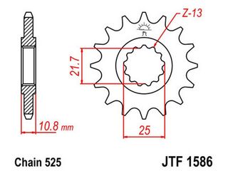 ΚΑΙΝΟΥΡΙΟ!!! - Μπροστινό γρανάζι μηχανής JT 15 δοντιών για Yamaha YZF-R6 και TDM 850 για αλυσίδα βήματος 525