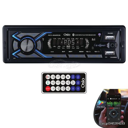 Radio USB x2 / FM / SD / RDS / Bluetooth Universal 1DIN Με Μπλε Φωτισμό Osio ACO-4540RDS