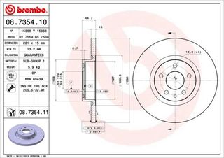 ΔΙΣΚ. ALFA ROMEO 147,156 -02 (281*15)  BS7569 6001073197 71739641 60617106 60658567 71770921 60653487 71772247