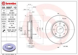 ΔΙΣΚ KIA CERATO ALL 05- (275*26).  BS8627 517122F100