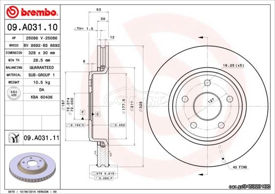 ΔΙΣΚ. JEEP GRAND CHEROKE 328*30  BS8692 52089269AB