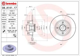 ΔΙΣΚ. RENAULT CLIO III,MEGANE II,MODUS Μ  BY7697 432005347R 8200038305 8671018106 8660001811 432005338R 7701207823