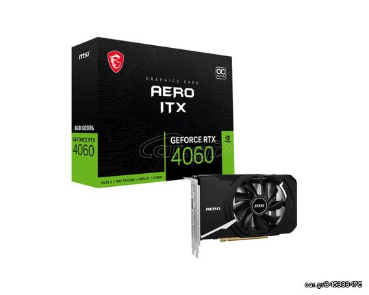 MSI GeForce RTX 4060 8GB GDDR6 Aero ITX OC Κάρτα Γραφικών (V812-012R) - Πληρωμή και σε έως 9 δόσεις