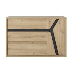 Alana συρταριέρα με 3 συρτάρια και 1 πόρτα 117x47x76εκ. Artisan oak / Black thread