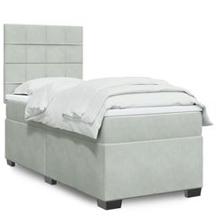 ΚΡΕΒΑΤΙ BOXSPRING ΜΕ ΣΤΡΩΜΑ ΑΝΟΙΧΤΟ ΓΚΡΙ 90X200 ΕΚ. ΒΕΛΟΥΔΙΝΟ 3293110