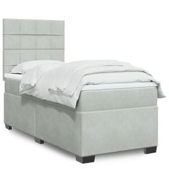 Κρεβάτι Boxspring με Στρώμα Ανοιχτό Γκρι 90x200 εκ. Βελούδινο 3293110