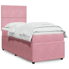 Κρεβάτι Boxspring με Στρώμα Ροζ 90x200 εκ. Βελούδινο 3294537