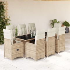 Σετ Επίπλων Bistro Κήπου 9 τεμ. Μπεζ Συνθετ. Ρατάν με Μαξιλάρια 3277105
