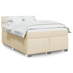 ΚΡΕΒΑΤΙ BOXSPRING ΜΕ ΣΤΡΩΜΑ ΚΡΕΜ 140X190 ΕΚ. ΥΦΑΣΜΑΤΙΝΟ 3285888