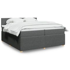 ΚΡΕΒΑΤΙ BOXSPRING ΜΕ ΣΤΡΩΜΑ ΣΚΟΥΡΟ ΓΚΡΙ 200X200 ΕΚ. ΥΦΑΣΜΑΤΙΝΟ 3287557