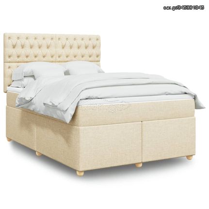 ΚΡΕΒΑΤΙ BOXSPRING ΜΕ ΣΤΡΩΜΑ ΚΡΕΜ 140X190 ΕΚ. ΥΦΑΣΜΑΤΙΝΟ 3291287