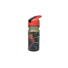 Παγούρι Gim πλαστικό flip με καλαμάκι 500ml Spiderman black city (557-12203)