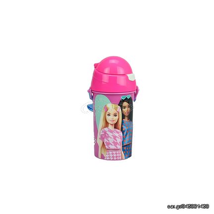 Παγούρι Gim πλαστικό με καλαμάκι 500ml Barbie (571-21209)