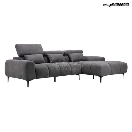 ΚΑΝΑΠΕΣ ΔΕΞΙΑ ΓΩΝΙΑ DIVYA HM3267.02R ΣΥΝΘ.SUEDE ΓΚΡΙ 264x175x99Υεκ.