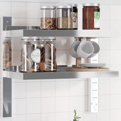 Ράφι Τοίχου 2 Επιπ. Ασημί 50x23,5x48 εκ. Ανοξείδωτο Ατσάλι 30317