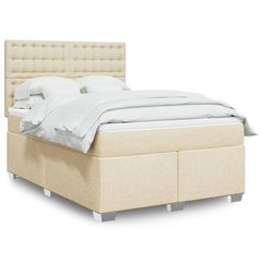 ΚΡΕΒΑΤΙ BOXSPRING ΜΕ ΣΤΡΩΜΑ ΚΡΕΜ 160X200 ΕΚ. ΥΦΑΣΜΑΤΙΝΟ 3292858