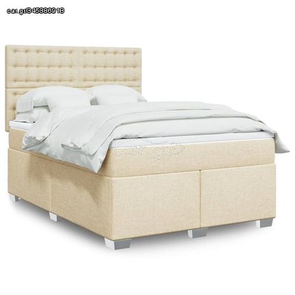 ΚΡΕΒΑΤΙ BOXSPRING ΜΕ ΣΤΡΩΜΑ ΚΡΕΜ 160X200 ΕΚ. ΥΦΑΣΜΑΤΙΝΟ 3292858