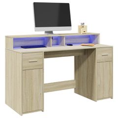 Γραφείο με LED Sonoma δρυς 140x55x91 εκ. Επεξεργ. Ξύλο 3309422
