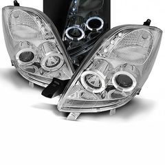 Μπροστινά Φανάρια Set Για Toyota Yaris 06-09 Angel Eyes & Led Χρωμίου H1/H1 Sonar