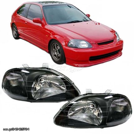 Μπροστινά Φανάρια Set Για Honda Civic 96-99 Black Edition H4 TYC